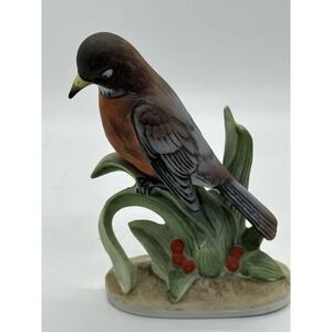 VINTAGE LEFTON CHINA RED ROBIN BIRD FIGURINE #KW464 HAND PAINTED
